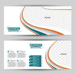 Wall Mural - Banner for advertisement. Flyer design or web template set. Vector illustration commercial promotion background. Orange and green color.