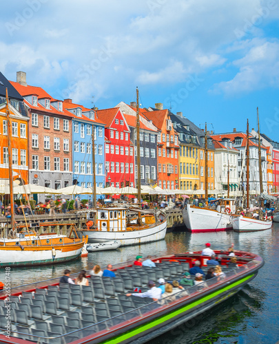 Tour boat in Nyhavn harbor