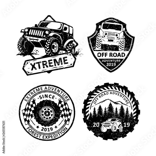 Fotomural Set of vintage offroad badges labels, emblems and logo