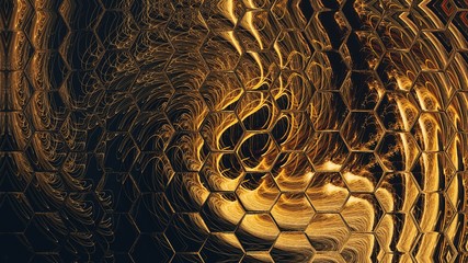 Abstract liquid gold design pattern. Graphic painting in golden color. Great as decor for rich and luxury printings products and web banners. Fashion print. Creative background in stylish motifs.