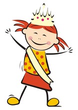 Little Miss Beauty Contest, Funny Vector Illustration. One Girl With Sash. Colored Picture On White Background. 