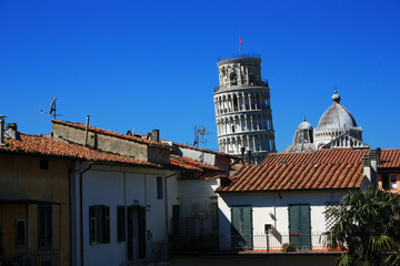 Medieval leaning Tower of Pisa in Pisa