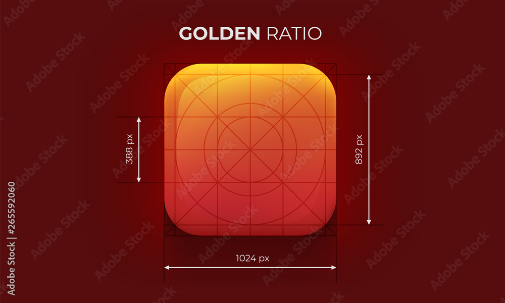 App Design Square Shape App icon. Empty. Square shape. Mobile UX/UI. Orange color with gradient ...