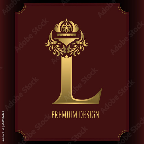 Gold Letter L With Crown Graceful Royal Style Calligraphic Beautiful Logo Vintage Drawn Emblem For Book Design Brand Name Business Card Restaurant Boutique Crest Hotel Vector Illustration Buy This Stock Vector