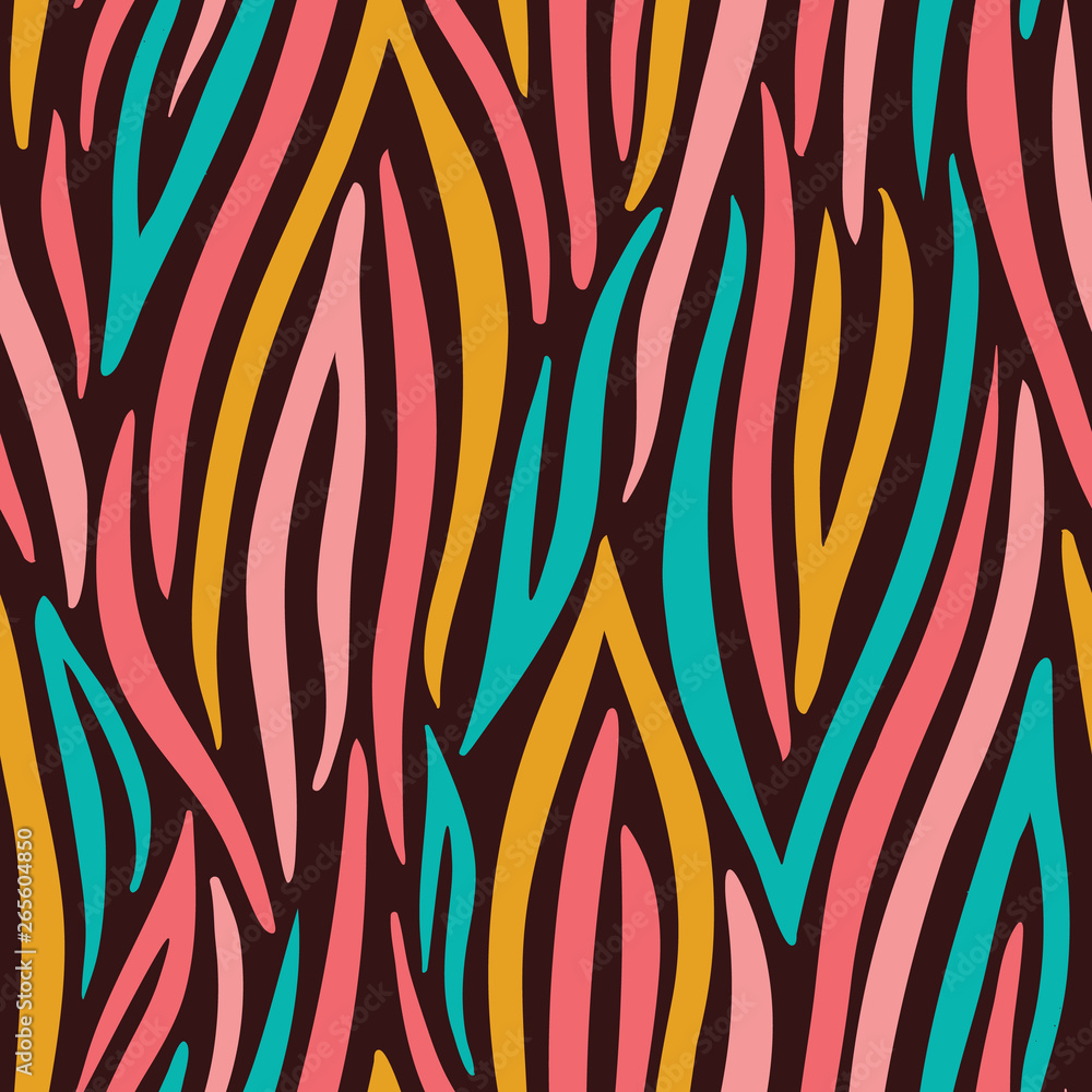 Papel de parede Colorful Abstract Hand Drawn Wavy Vector Seamless Pattern