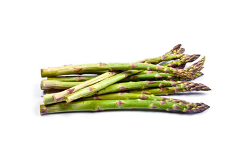 Canvas Print - Bunch of fresh raw garden asparagus isolated on white background.