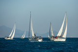 Fototapeta  - Sailing yacht boats regatta at the Aegean Sea, Greece islands.