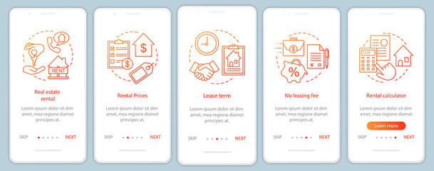 Wall Mural - property rental onboarding mobile app page screen with linear concepts