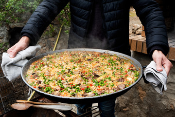 Sticker - man with a typical spanish paella