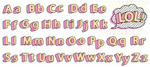Set Of Cute Lol Doll Alphabet. Yellow Letters With Pink Shadow For Little Princess. Vector Retro Vintage Typography . Font Collection Title Or Headline Modern Kids T-shirt Design. Girlish Sweet Style