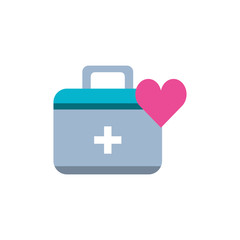 Canvas Print - first aid kit with heart isolated icon