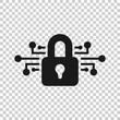© Lysenko.A - Cyber security icon in transparent style. Padlock locked vector illustration on isolated background. Closed password business concept.