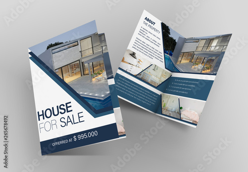 Real Estate Bifold Flyer Layout With Blue Accents Buy This Stock Template And Explore Similar Templates At Adobe Stock Adobe Stock
