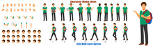 Student Character Model Sheet With Walk Cycle Animation Sequence 