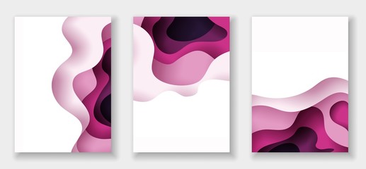 Wall Mural - A4 abstract color 3d paper art illustration set. Contrast colors. Vector design layout for banners presentations, flyers, posters and invitations. Eps10.