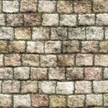 Old Stone  Brick Wall With Moss Seamless Background - Vector