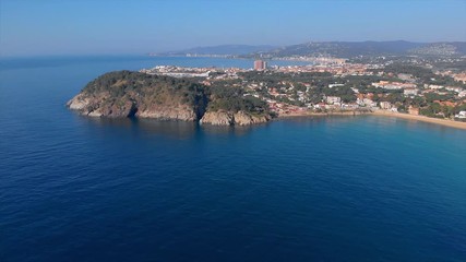 Wall Mural - Drone footage over the Costa Brava coastal, small village La Fosca of Spain