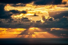 Evening Mood, Cloud Sky At Sunset Over The Sea, San Sebastian, Donostia, Basque Country, Spain, Europe