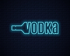 Wall Mural - Vodka bottle neon sign. Lettering sign of vodka