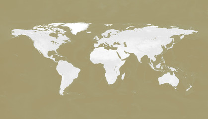 Fototapete - World map, isolated on white background.  Plain color on solid background. Travel worldwide, map silhouette backdrop. Globe similar worldmap icon.