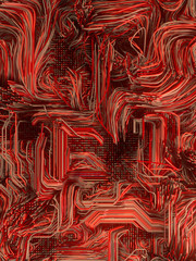Fototapete - Psychedelic interweaving colored lines. Digital abstract background. Modern covers design. 3d rendering