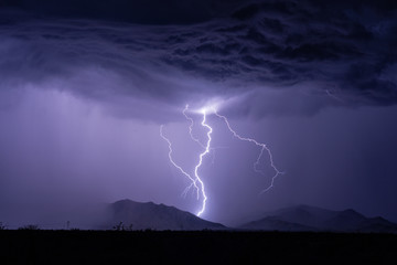 Lightning in the night sky