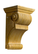 Wall Corbel Shelf Gold Decorative With Clipping Path.