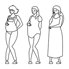 Sticker - group of beautiful pregnancy women characters