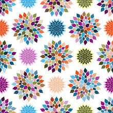Seamless Pattern With Colorful  Flowers