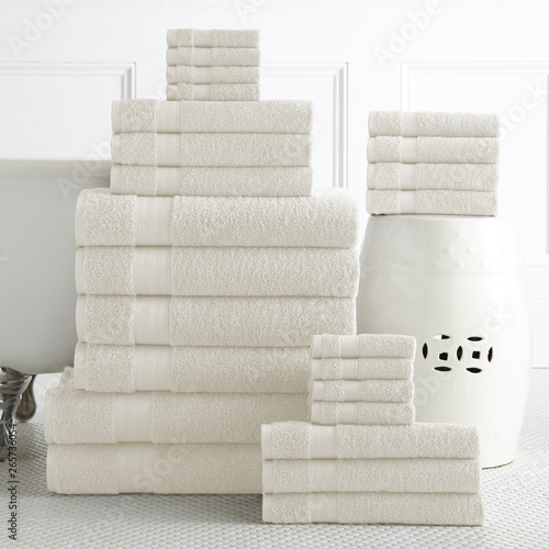 Fotomural Cotton terry towel set. Dobby border towel set