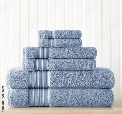 Fotografía Cotton terry towel set. Dobby border towel set