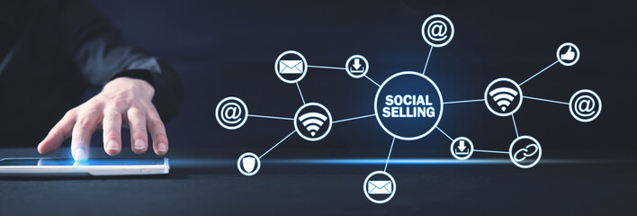 Wall Mural - internet, communication, technology. concept of social selling