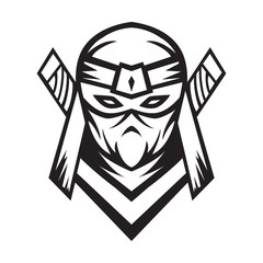 Wall Mural - line art ninja mascot logo design illusration concept