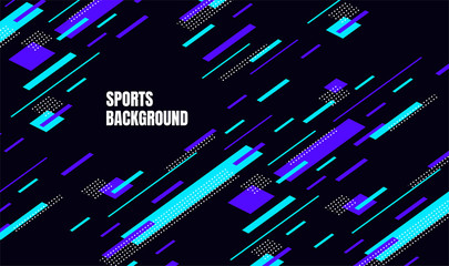 Abstract colorful art for sports background. Dynamic particles. Modern science and technology element with line design. Vector illustration