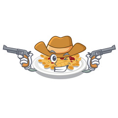 Sticker - Cowboy pasta is served on cartoon plates