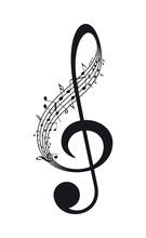 Vector Isolated Music Treble Clef With Notes