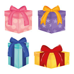 Poster - set of gifts boxes presents colors and forms