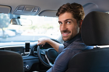 Man enjoying driving car