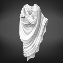 Roman Toga Isolated On Black Background. Ancient Rome Male Citizens Outerwear Made Of White Piece Of Fabric Draped Around Body, Folded Gown, Historical Costume. Realistic 3d Vector Illustration.