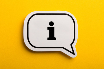 Wall Mural - Information Sign Speech Bubble Isolated On Yellow Background