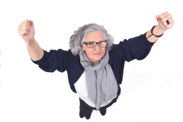  woman doing strength on a white background