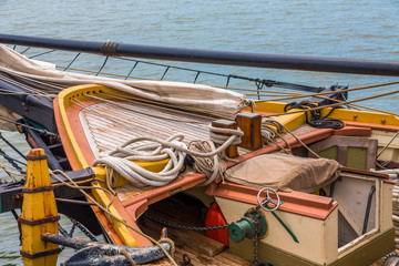 Poster - Details of the riggings on an old wooden tall ship