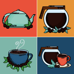 Canvas Print - coffee time set icons