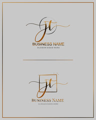 Initial J T JT handwriting logo vector. Letter handwritten logo template.