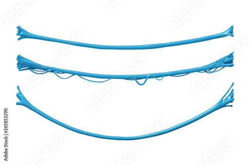 Fotografía 3d rendering of three blue sticky slime banners isolated on white background
