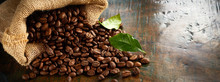 Panorama Banner Of Fresh Roasted Coffee Beans