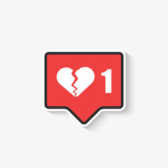 social media like broken heart Icon in Vector