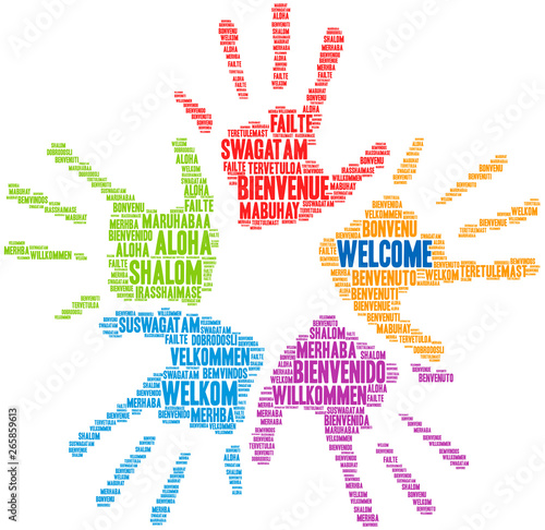 Fototapeta International Welcome Word Cloud on a white background.