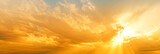 Fototapeta Zachód słońca - sunset sky panorama landscape background natural color of evening landscape with setting sun light coming through clouds panoramic view
