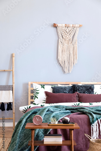 Stylish And Luxury Interior Of Bedroom With Design Furnitures